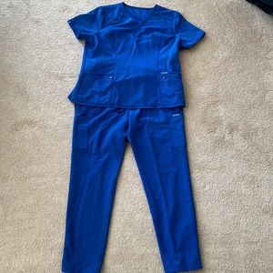 Jaanuu Royal Blue Scrub Set with lots of pockets